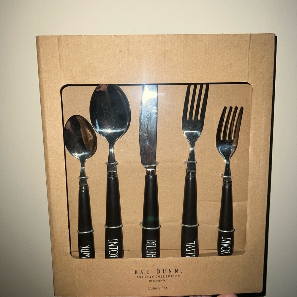 NEW Rae Dunn silverware. Still in packaging.